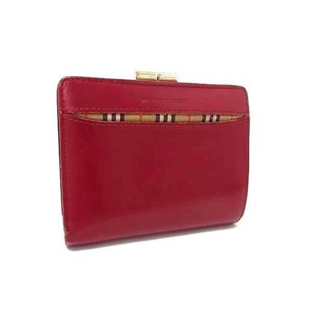 Burberry Bi-Fold Wallet | Leather & Nova Check Detail | Red